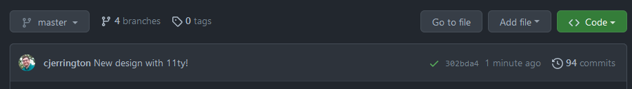 11ty redesign commit in Github