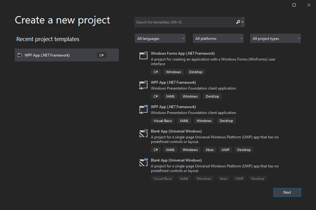 Creating a new project